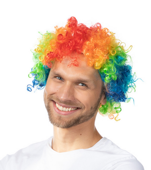 Rainbow Curly Clown Wig Multicolor