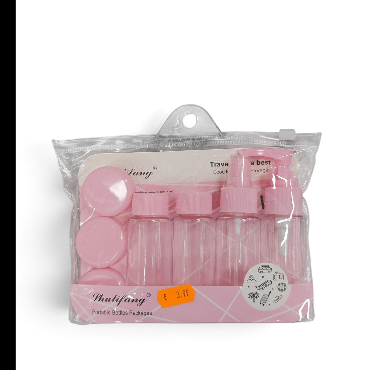 Shulifang Travel Bottle Set with Toiletry Bag – Pink