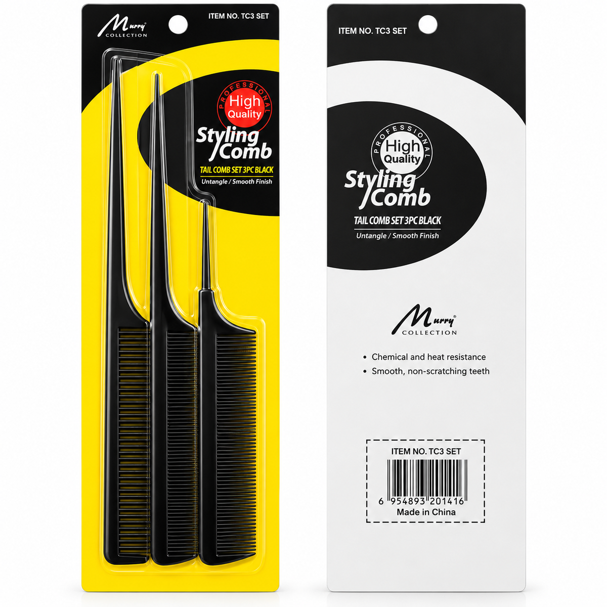 Professional Styling Tail Comb Set – 3 Pieces