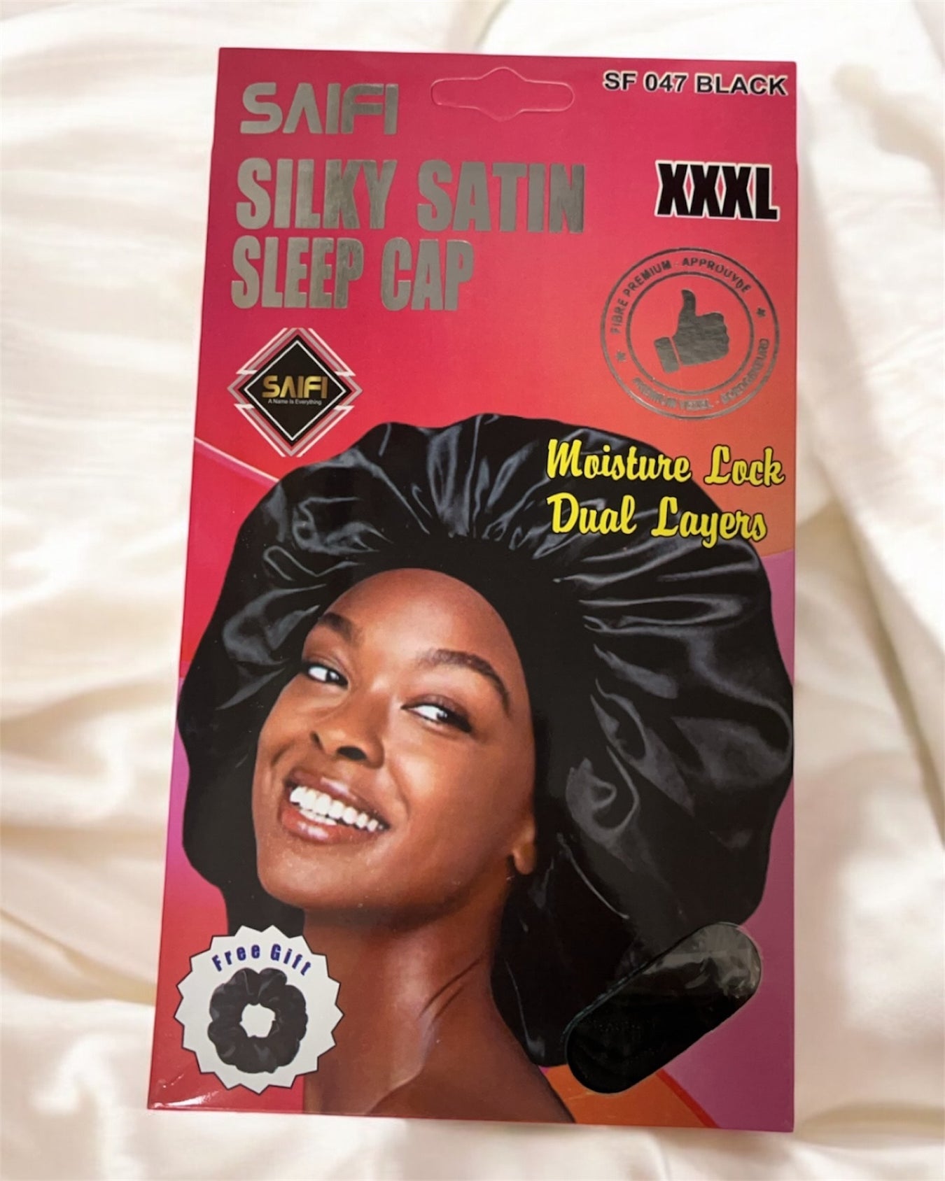 SAIFI Silky Satin Sleep Cap Black XXXL