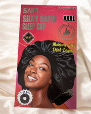 SAIFI Silky Satin Sleep Cap Black XXXL
