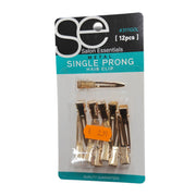 Salon Essentials Metal Single Prong Hair Clips – 12 Pack