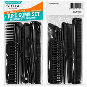 10-Piece Assorted Styling Comb Set – Black