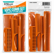10-Piece Assorted Styling Comb Set – Brown