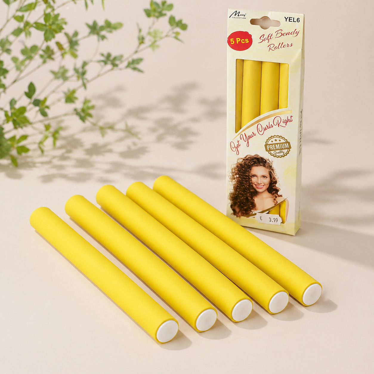 Soft Bendy Rollers 5pcs Yellow