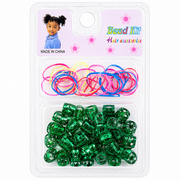 Green Hair Cuffs & Elastic Bands for Braids