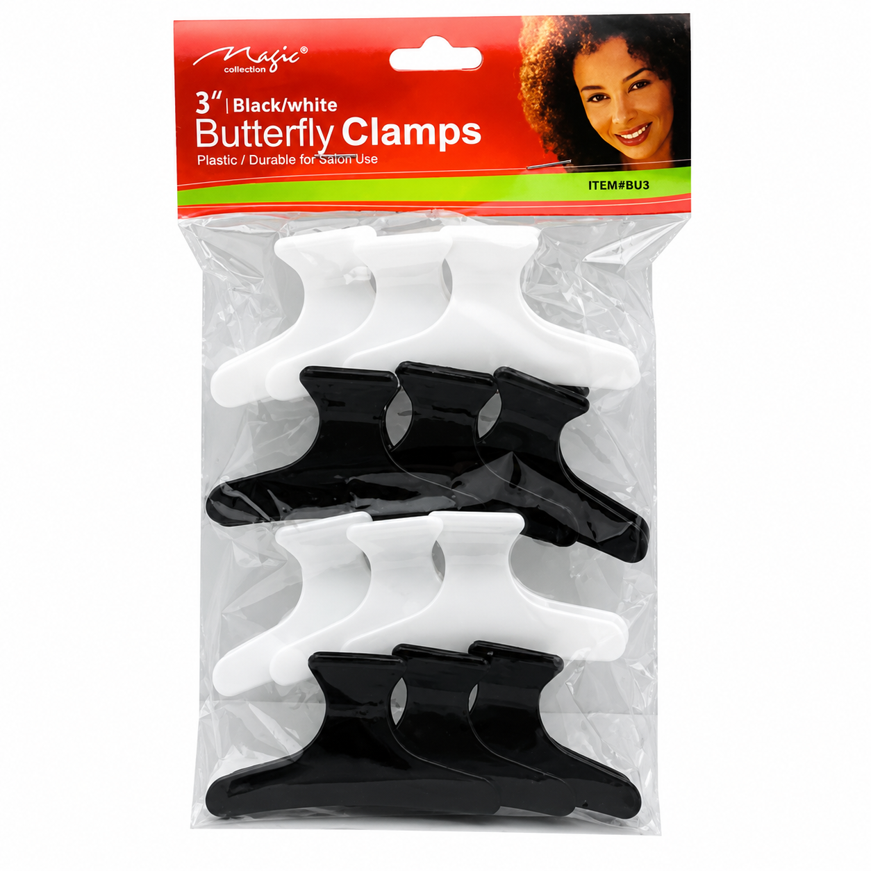 Butterfly Clamps 3" – Black & White 12 pcs