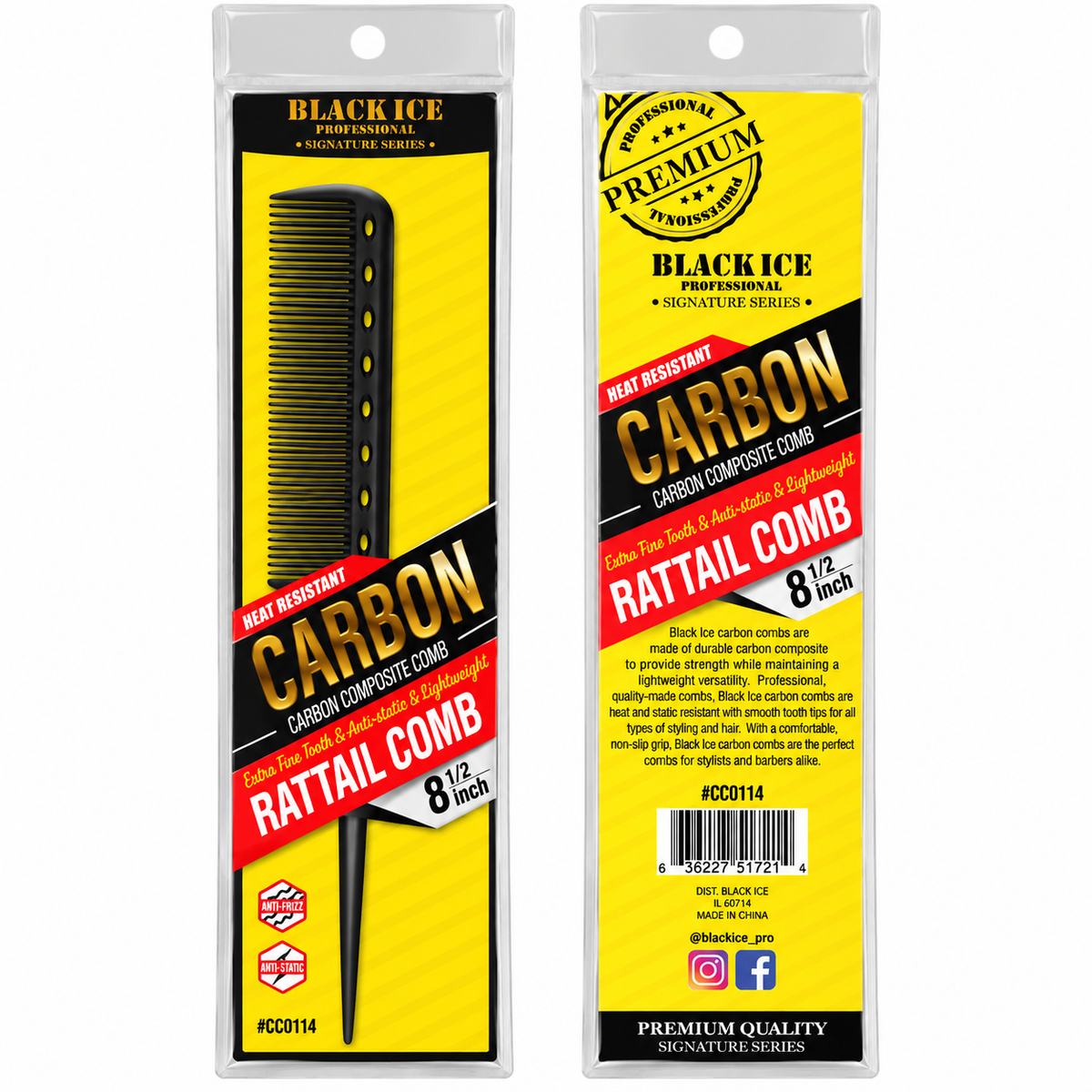 Carbon Rat Tail Comb 8½"