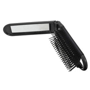 Portable Folding Hair Brush with Mirror – Black