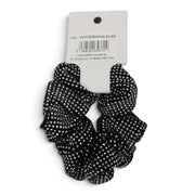Thick Silver Rhinestone Fabric Scrunchie Hair Tie