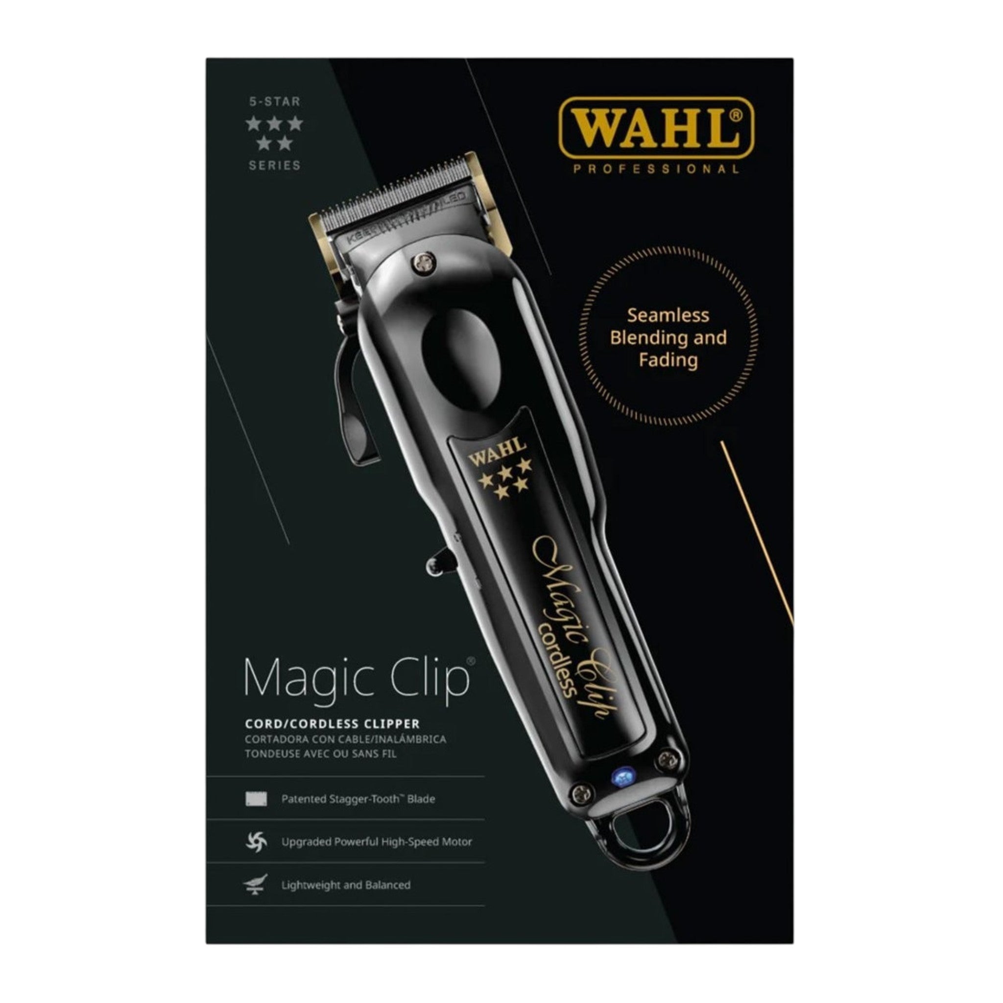 5-Star Magic Clip Cord/Cordless Hair Clipper – Black & Gold