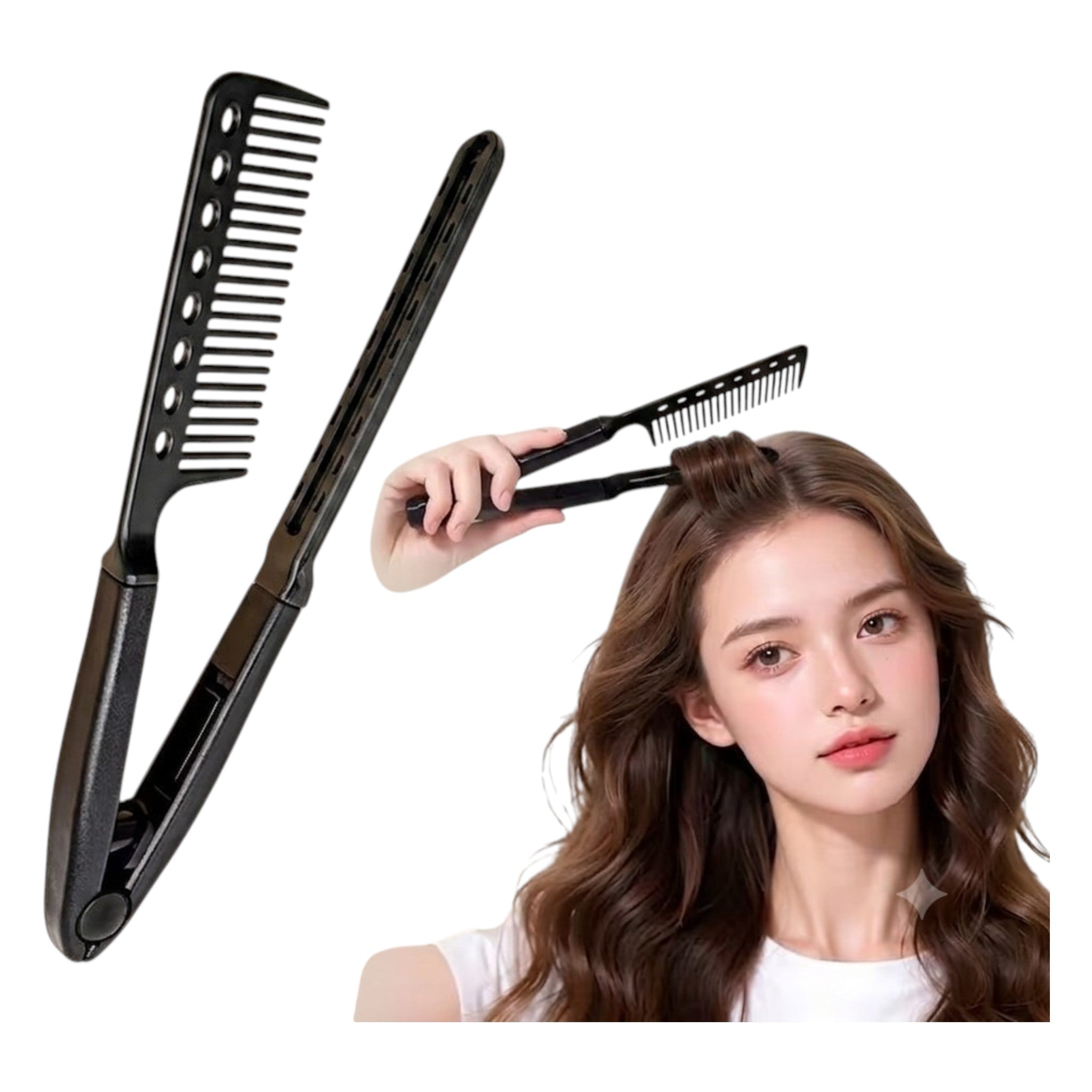 Hair Straightening Comb Clip for Flat Iron Styling