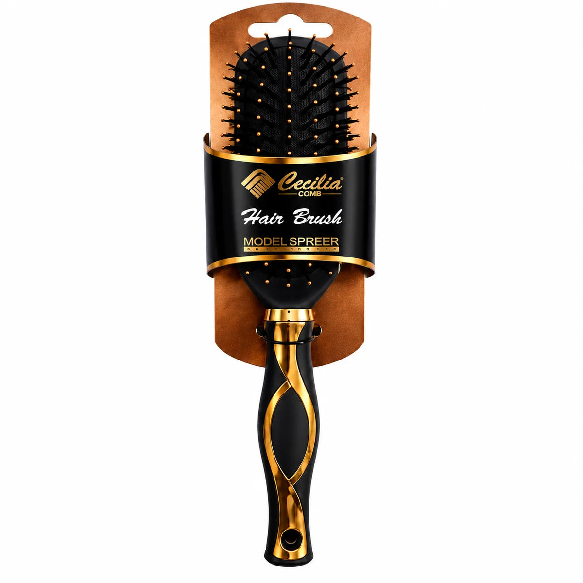 Hair Brush Large Round Barrel Brush – Black & Gold