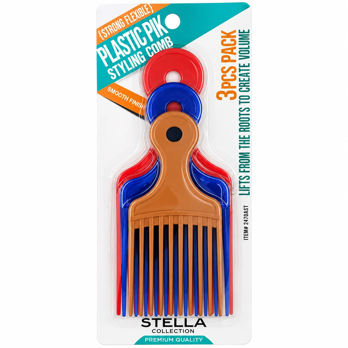 3-Piece Plastic Pik Styling Comb Set
